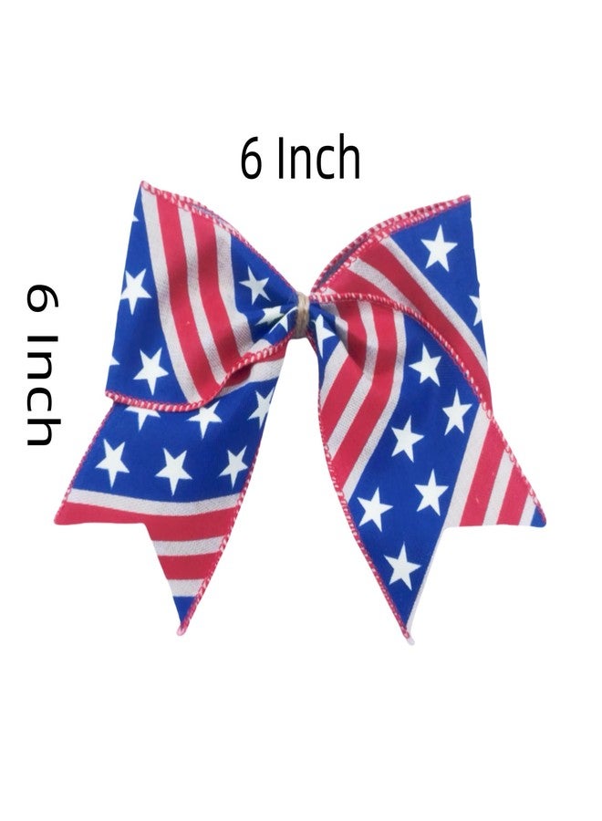 Meseey 12 Pcs 6 Inch Red White Blue Star Stripes American Flag Bow 4th of July Wreath Bows for Independence Day Party Gift Wrapping Door Wall Decoration (Navy red tan) - Image 2